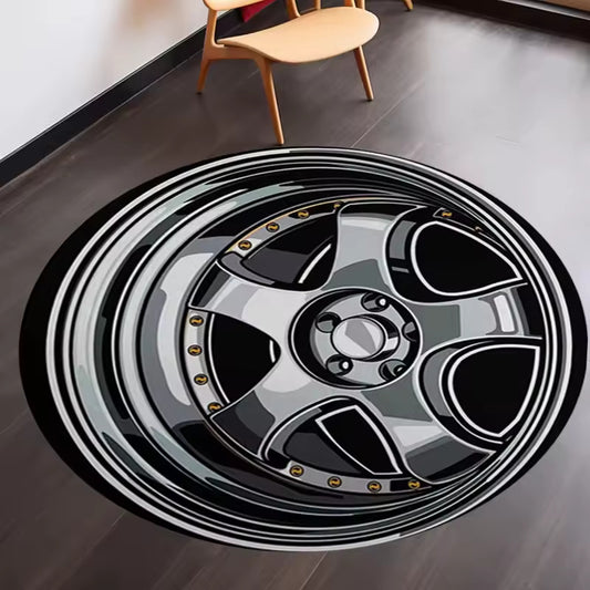 Circular tire pattern carpet